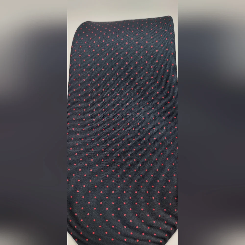 Navy Blue and Red‎ Polka Dot Tie